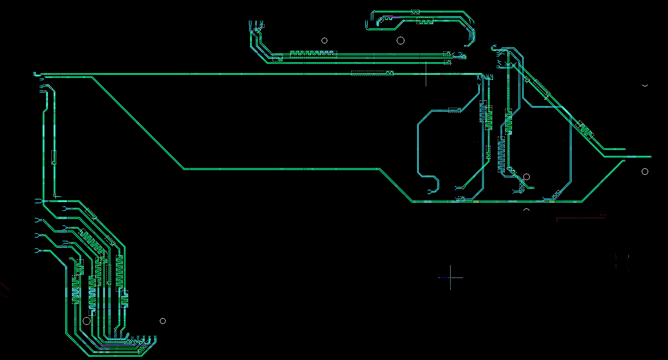 KiCad view of the impedance-controlled differential pairs on the openPCIE backplane
